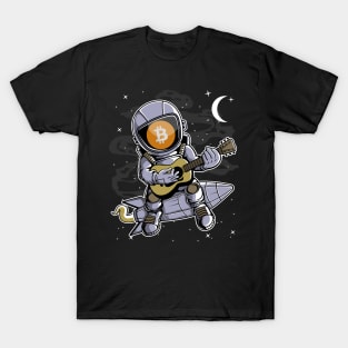 Astronaut Guitar Bitcoin BTC Coin To The Moon Crypto Token Cryptocurrency Blockchain Wallet Birthday Gift For Men Women Kids T-Shirt